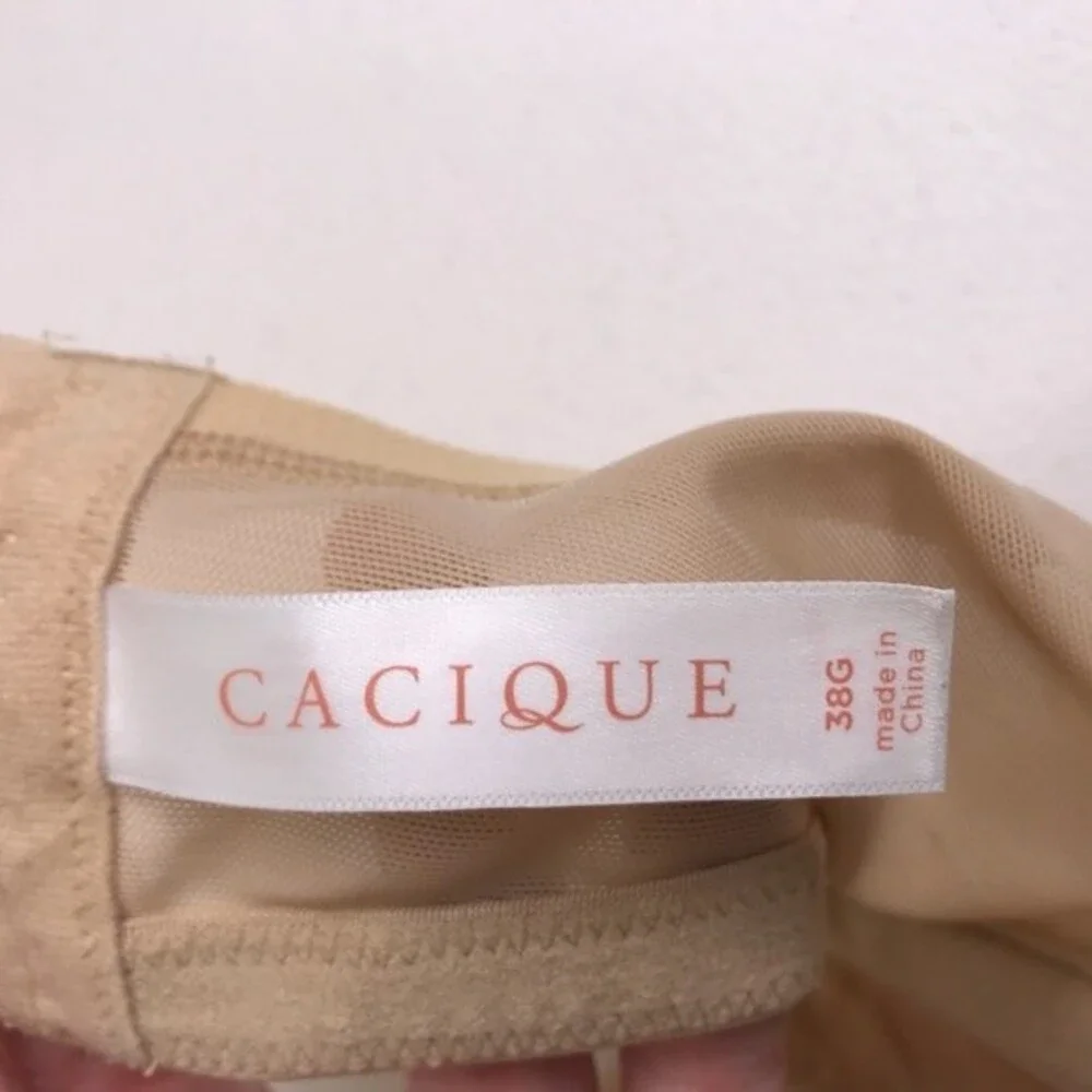 Cacique Lightly Lined Balconette Tan Beige Nude Size 38G 4D Underwire Smooth Bra